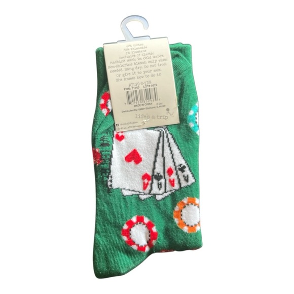 🆕Two Left Feet Sock Co. Green Poker Socks. NWT - Picture 2 of 2